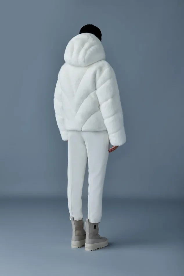 Downs and Jackets Women Mackage ANIK Brushed Fauxfur Down Jacket Cream
