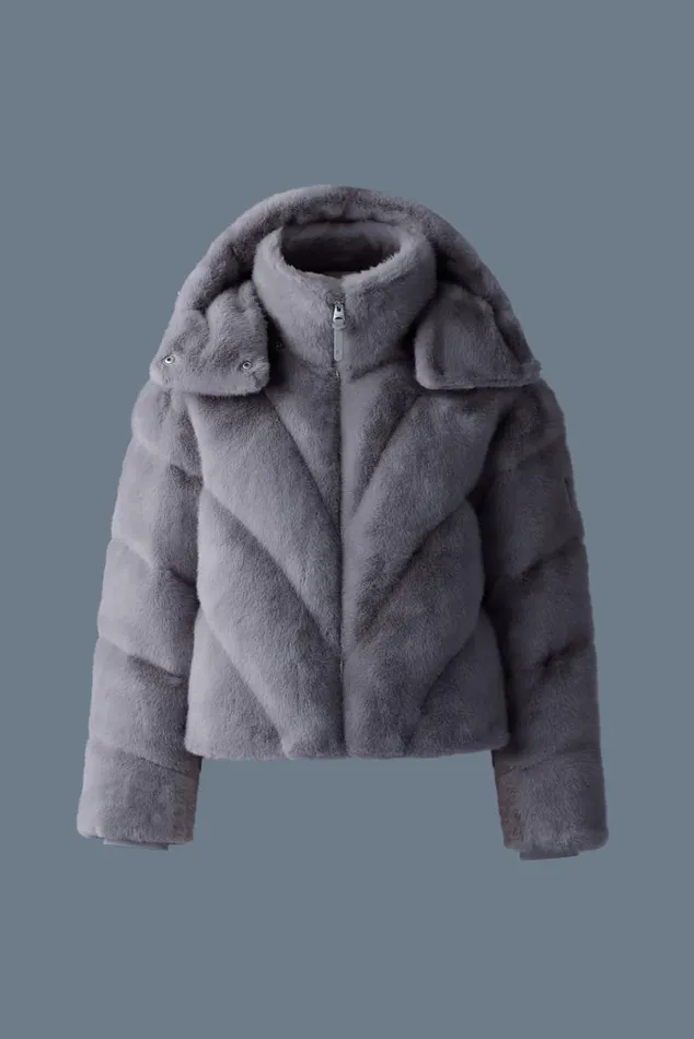 Downs and Jackets Women Mackage ANIK Brushed Fauxfur Down Jacket Cream