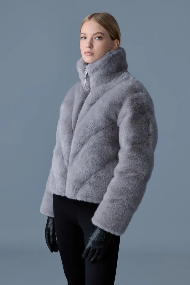 Downs and Jackets Women Mackage ANIK Brushed Fauxfur Down Jacket Cream