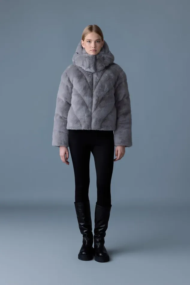 Downs and Jackets Women Mackage ANIK Brushed Fauxfur Down Jacket Cream