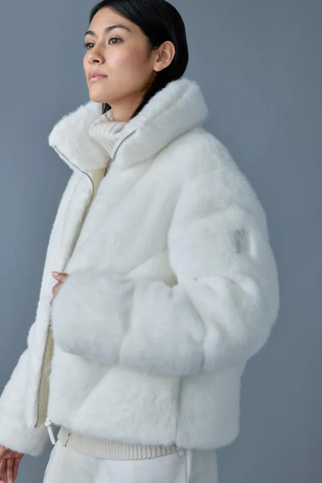 Downs and Jackets Women Mackage ANIK Brushed Fauxfur Down Jacket Cream