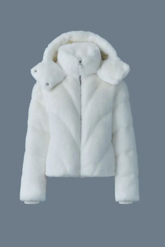 Downs and Jackets Women Mackage ANIK Brushed Fauxfur Down Jacket Cream