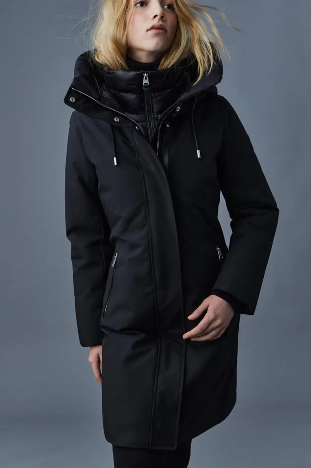 Downs and Jackets Women Mackage SHILOH 2in1 Fitted Down Coat With Removable Bib Black