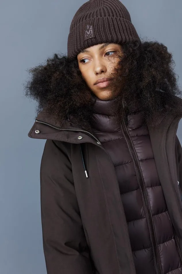 Downs and Jackets Women Mackage SHILOH 2in1 Fitted Down Coat With Removable Bib Black