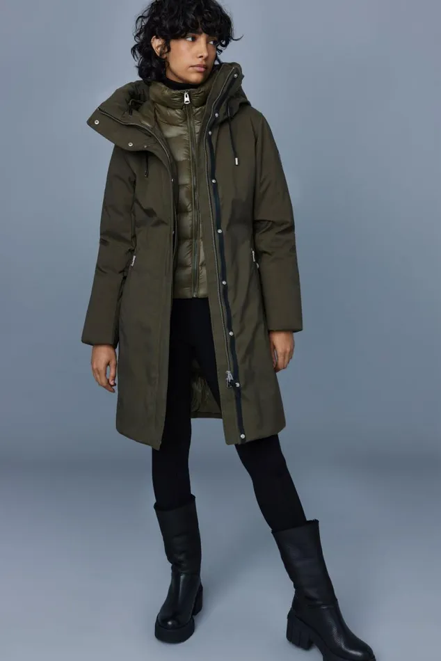 Downs and Jackets Women Mackage SHILOH 2in1 Fitted Down Coat With Removable Bib Black