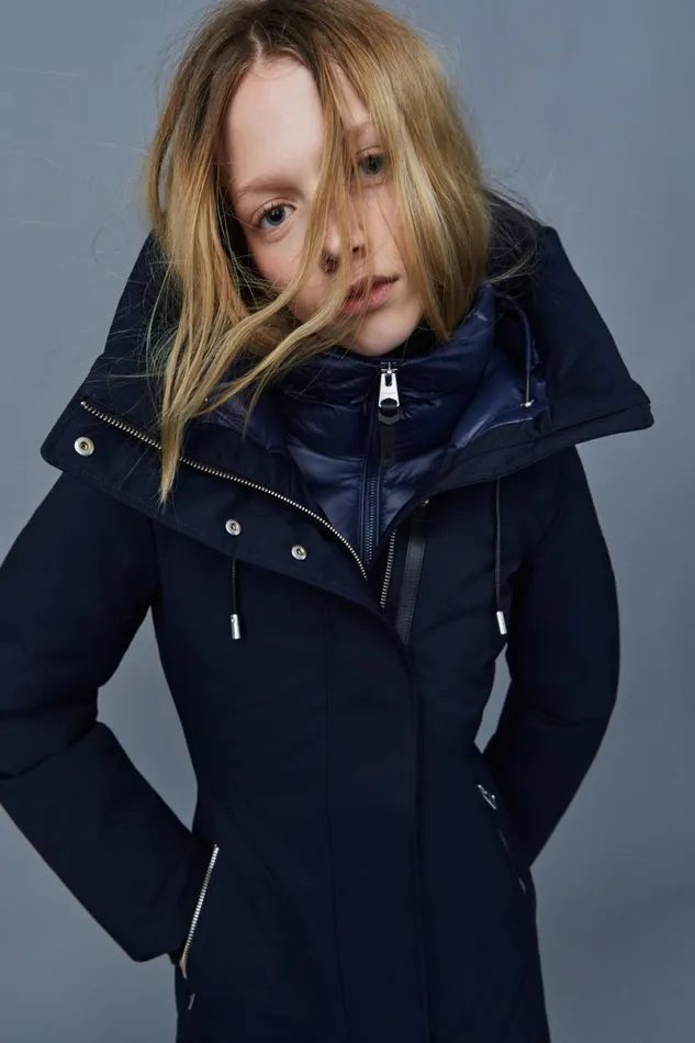 Downs and Jackets Women Mackage SHILOH 2in1 Fitted Down Coat With Removable Bib Black