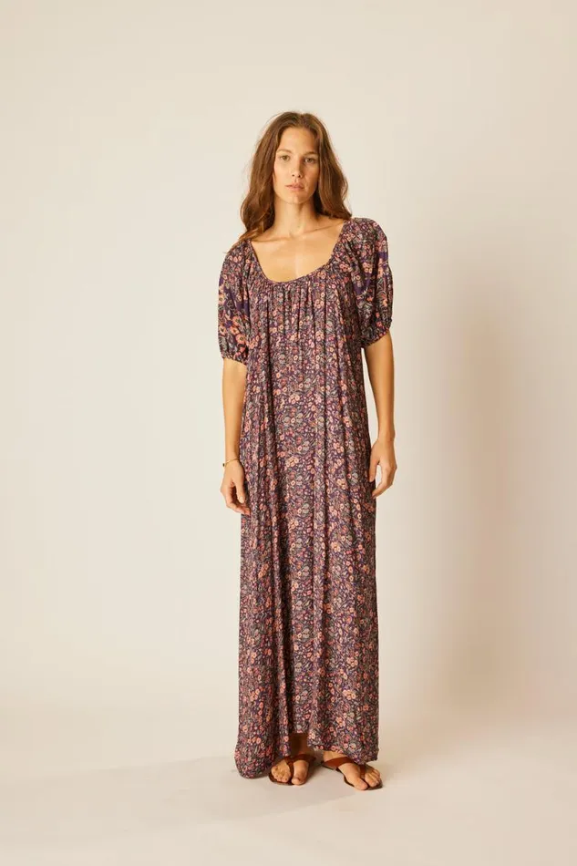 Dresses Shop Natalie Martin VIVI DRESS Petite Fleur Aubergine