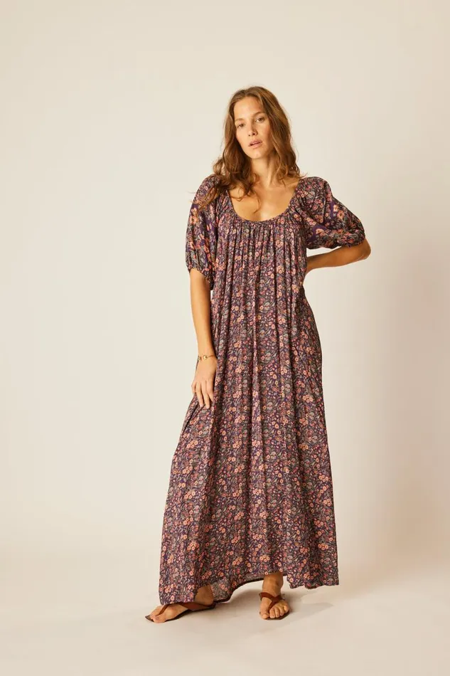 Dresses Shop Natalie Martin VIVI DRESS Petite Fleur Aubergine