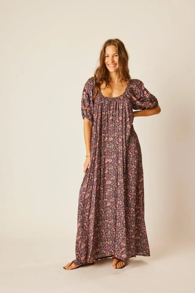 Dresses Shop Natalie Martin VIVI DRESS Petite Fleur Aubergine