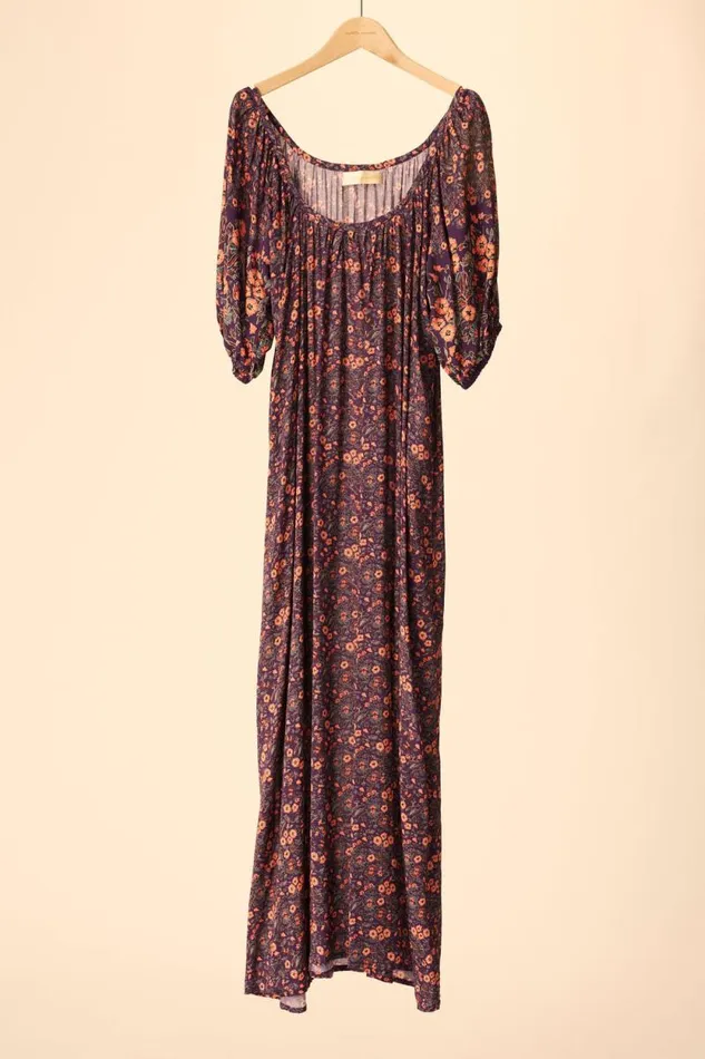 Dresses Shop Natalie Martin VIVI DRESS Petite Fleur Aubergine