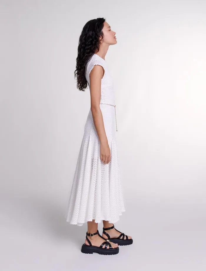 Dresses Women Maje CrochetKnit Maxi Dress White