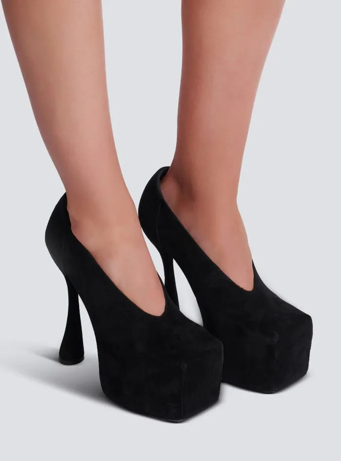 Eden Platform Pumps In Suede Black Women Balmain High Heels and Pumps