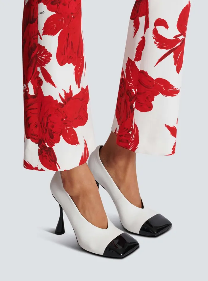 Eden Twotone Pumps In Lambskin And Patent Leather White Women Balmain High Heels and Pumps