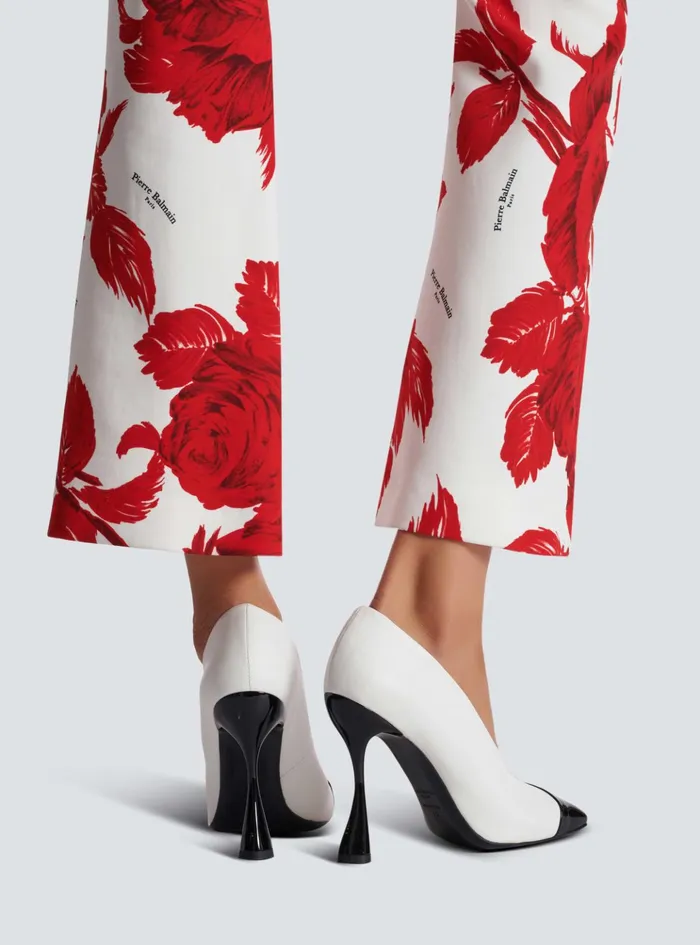 Eden Twotone Pumps In Lambskin And Patent Leather White Women Balmain High Heels and Pumps
