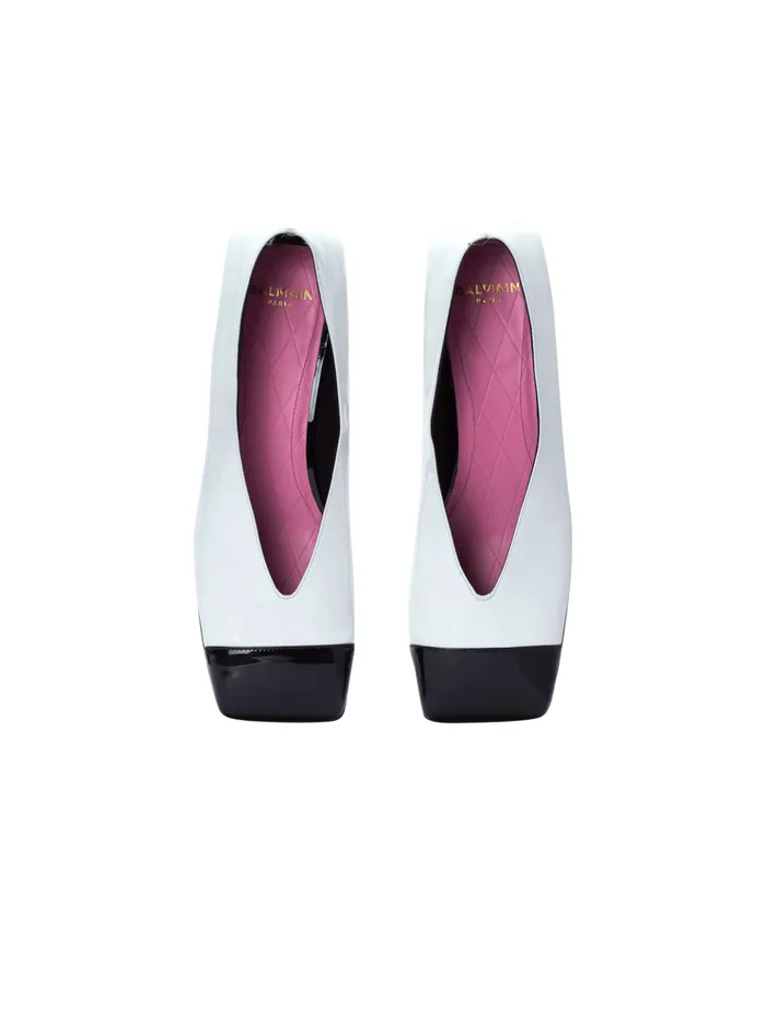 Eden Twotone Pumps In Lambskin And Patent Leather White Women Balmain High Heels and Pumps