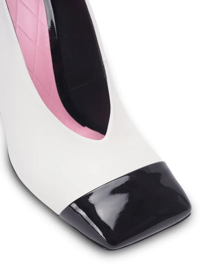 Eden Twotone Pumps In Lambskin And Patent Leather White Women Balmain High Heels and Pumps