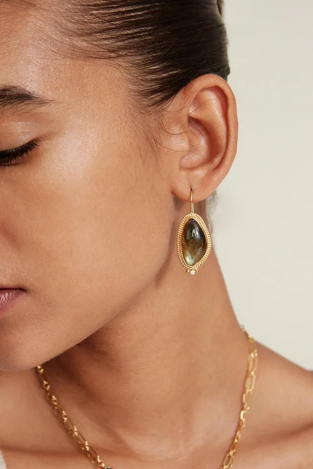 Elizabeth Drop Earrings Gold Labradorite Women Chan Luu Earrings