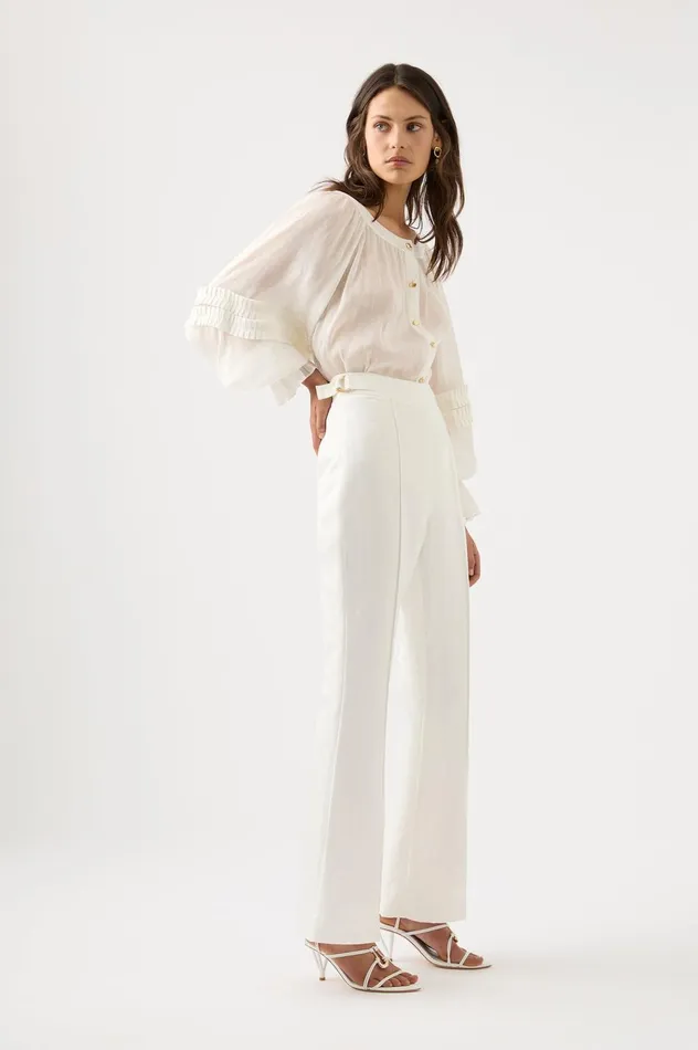 Elle Flared Pant Ivory Women Aje Pants