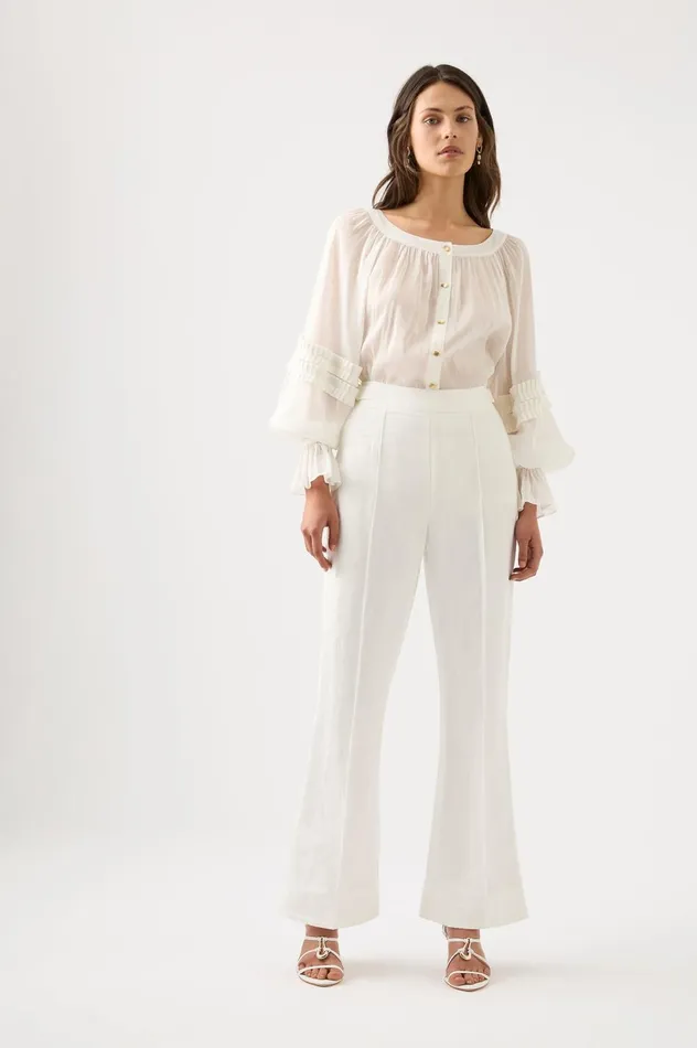 Elle Flared Pant Ivory Women Aje Pants