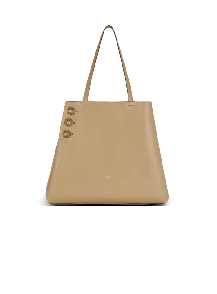 Emblegraveme Grained Calfskin Tote Bag Brown Women Balmain Tote Bags