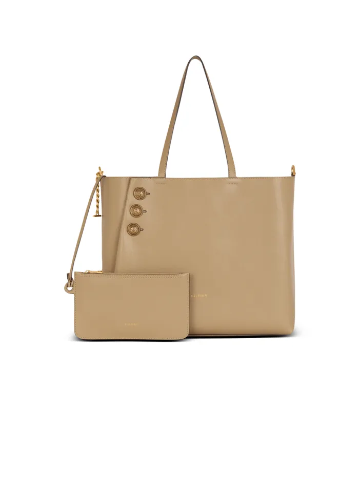 Emblegraveme Grained Calfskin Tote Bag Brown Women Balmain Tote Bags