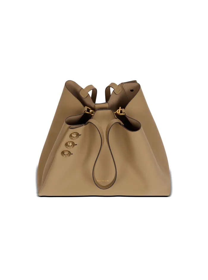 Emblegraveme Grained Calfskin Tote Bag Brown Women Balmain Tote Bags