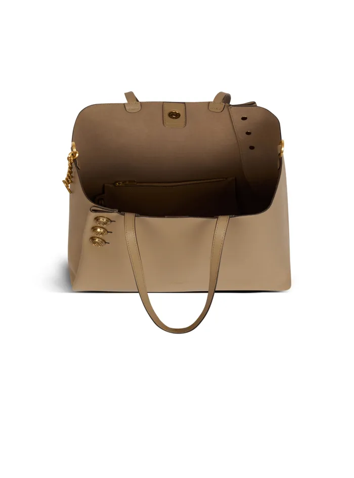 Emblegraveme Grained Calfskin Tote Bag Brown Women Balmain Tote Bags