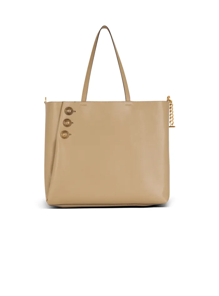 Emblegraveme Grained Calfskin Tote Bag Brown Women Balmain Tote Bags