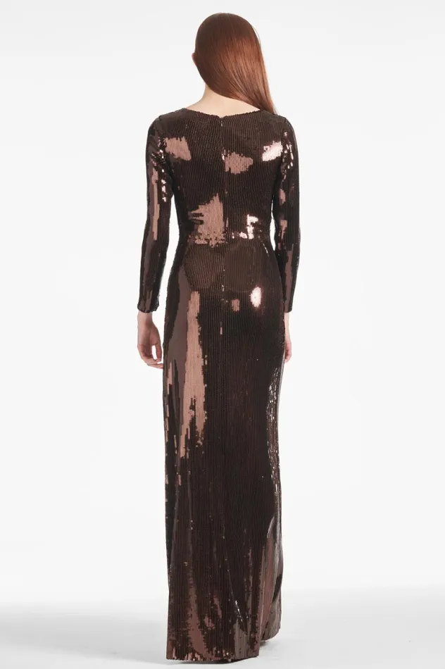 Evening Women Sachin and Babi Sequin Talulla Gown 8211 Espresso