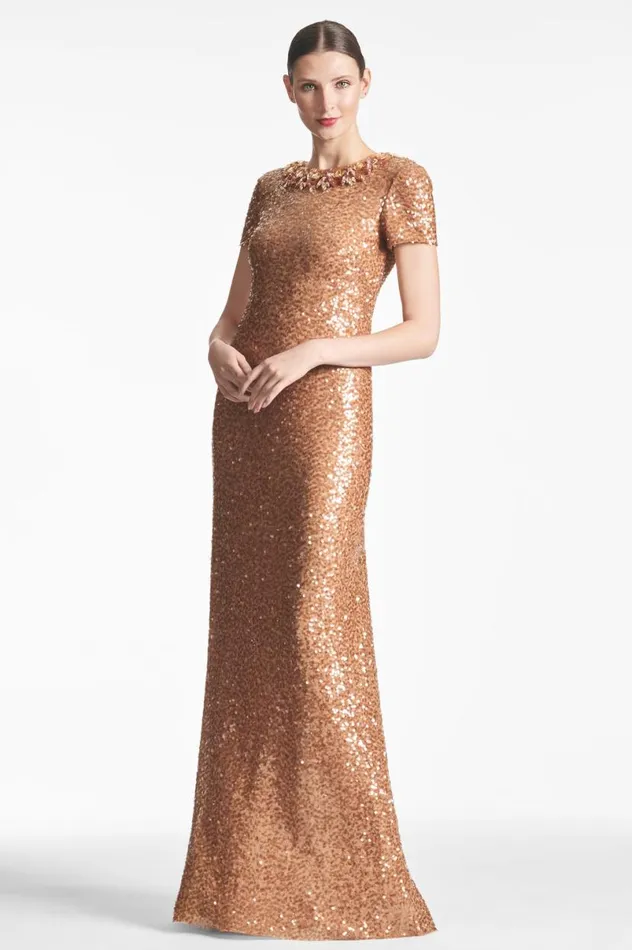 Evening Women Sachin and Babi Shiloh Gown 8211 Honey