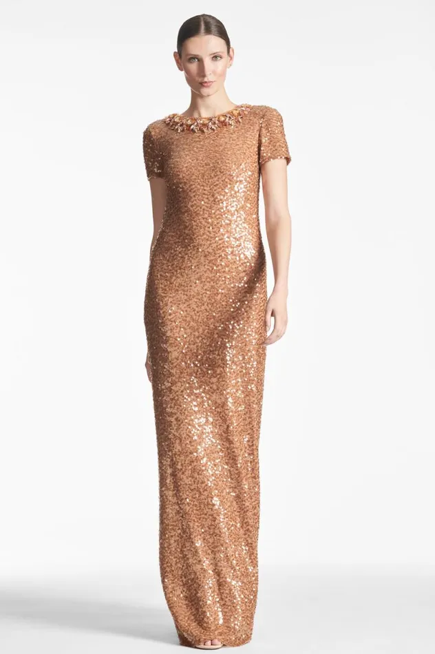 Evening Women Sachin and Babi Shiloh Gown 8211 Honey