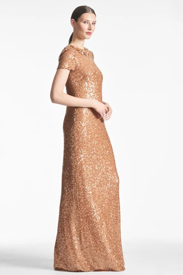 Evening Women Sachin and Babi Shiloh Gown 8211 Honey