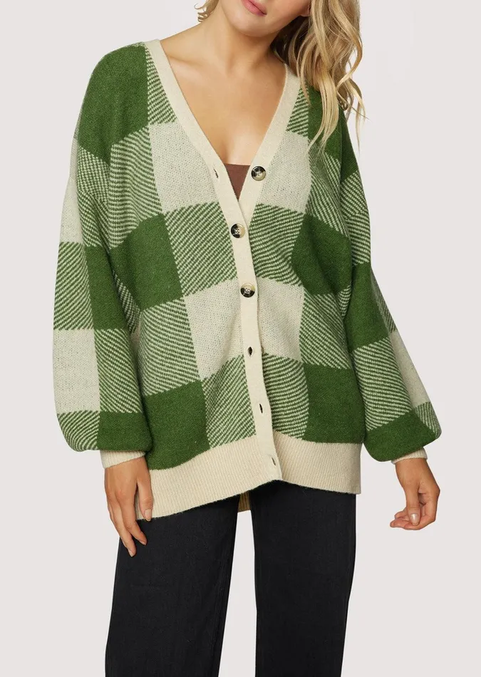 Forest School Long Cardigan Forestgingham Women Lost Wander Outerwear