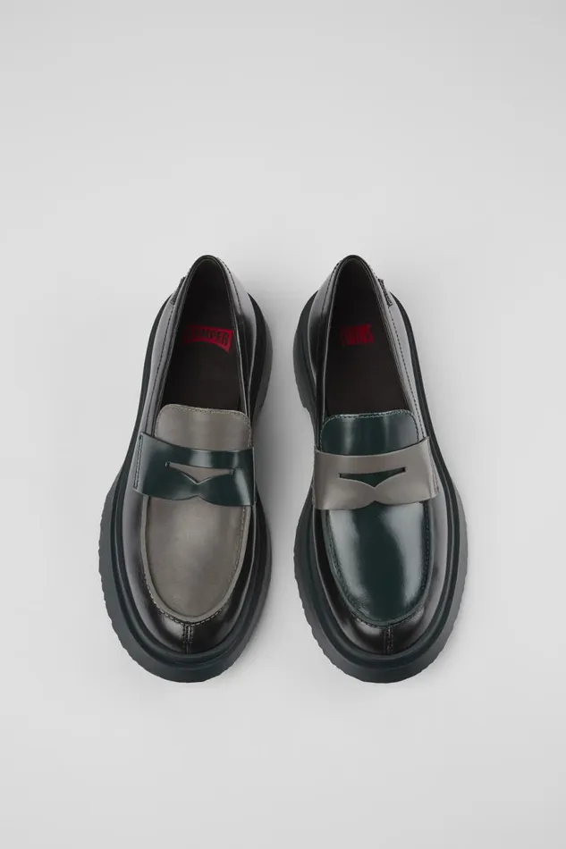 Formal Shoes Women Camper Twins Black And Gray Leather Loafers Formal Shoes Women Camper Twins Black And Gray Leather Loafers