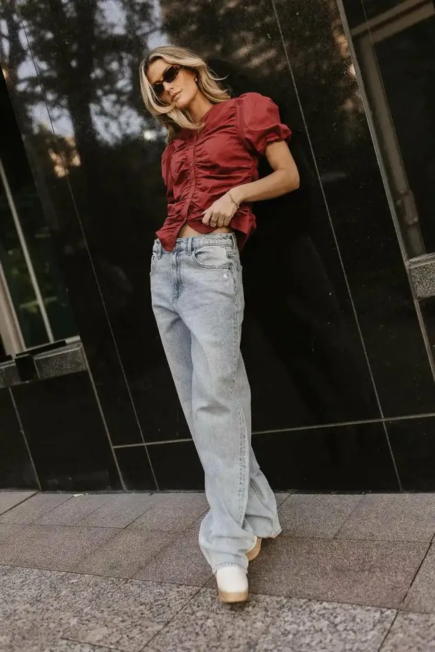 Frankie Ruched Top In Rust 8211 FINAL SALE Rust Women Bohme Tops