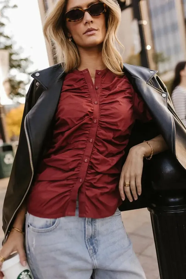 Frankie Ruched Top In Rust 8211 FINAL SALE Rust Women Bohme Tops