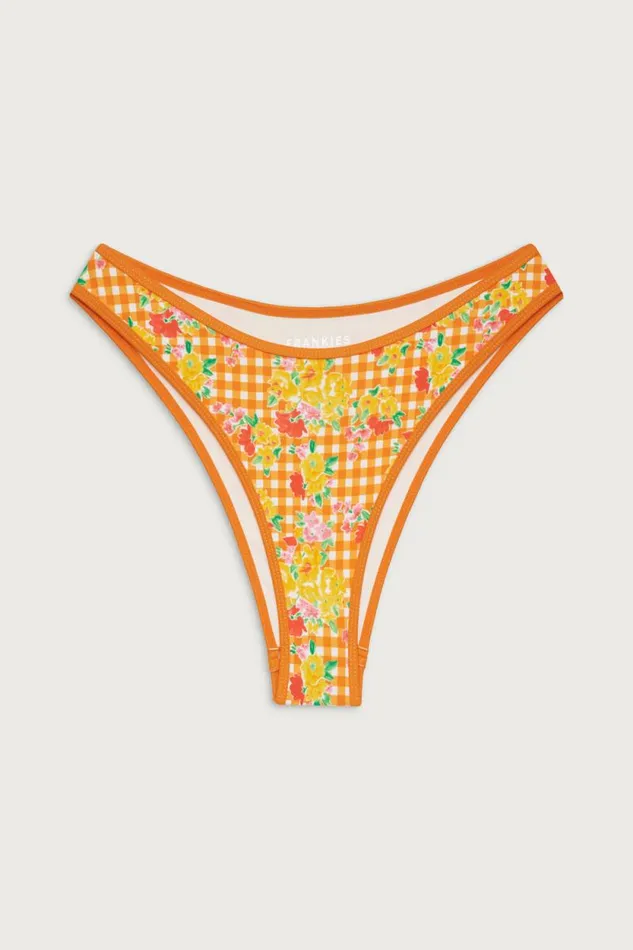 Frankies Bikinis Bikinis Women Dove Floral Classic Bikini Bottom Marigold Gingham