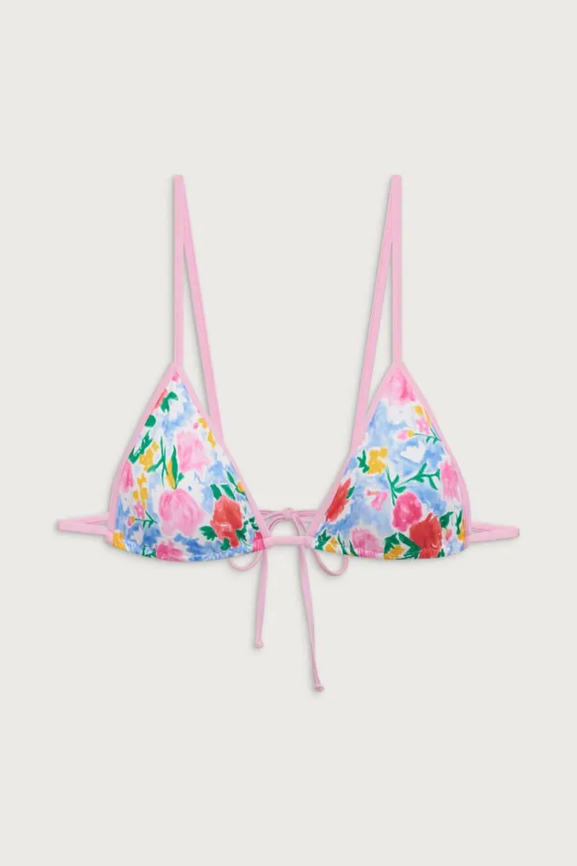 Frankies Bikinis Bikinis Women Lumia Triangle Bralette Bikini Top Painted Petals