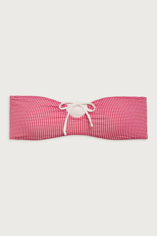 Frankies Bikinis Bikinis Women Meredith Bandeau Bikini Top Ladybug Gingham