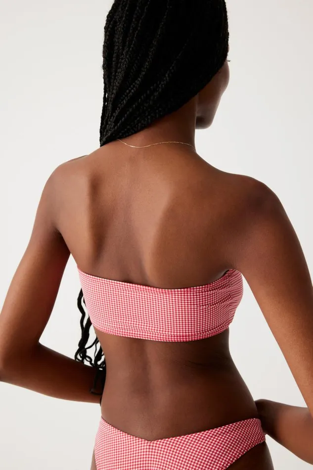 Frankies Bikinis Bikinis Women Meredith Bandeau Bikini Top Ladybug Gingham