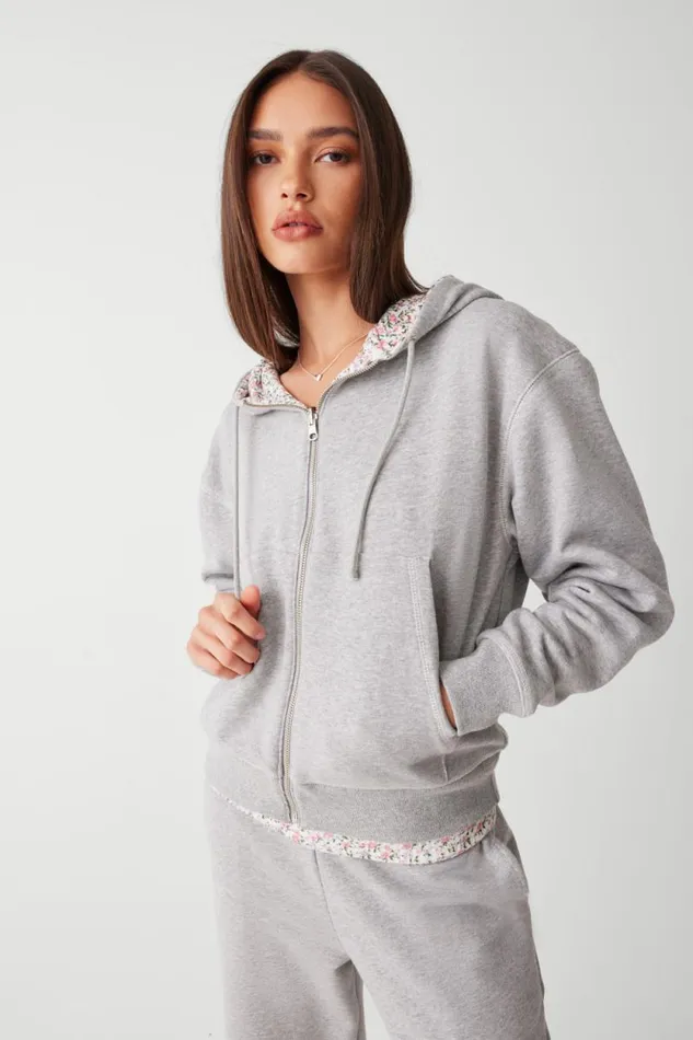 Frankies Bikinis Matching Sets Women Casper Zip Up Hoodie Heather Grey Baby Blanket