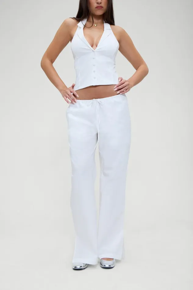 Frankies Bikinis Matching Sets Women Daisy Low Rise Pant White