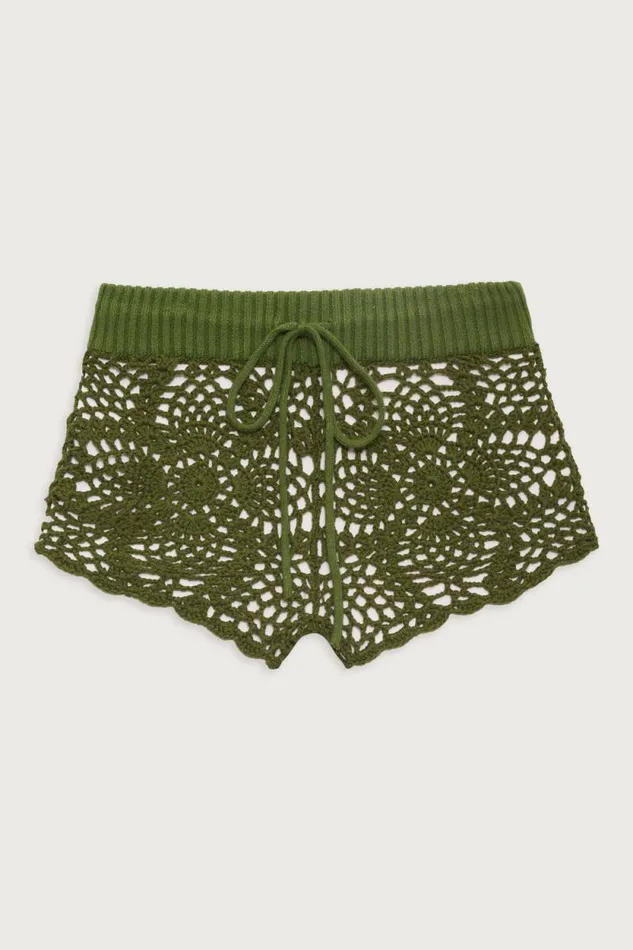 Frankies Bikinis Matching Sets Women Lyla Crochet Mini Short Sea Moss