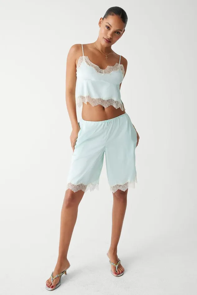 Frankies Bikinis Matching Sets Women Snuggle Satin Camisole Pistachio