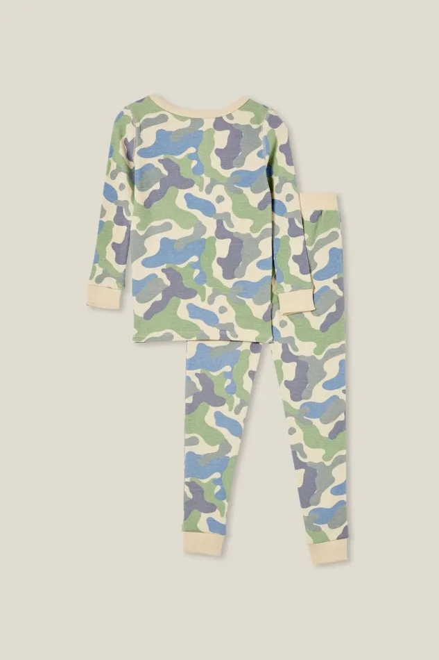 Girls 214Boys 214 Sleepwear Cotton On Milo Long Sleeve Pyjama Set Rainy Daycamo