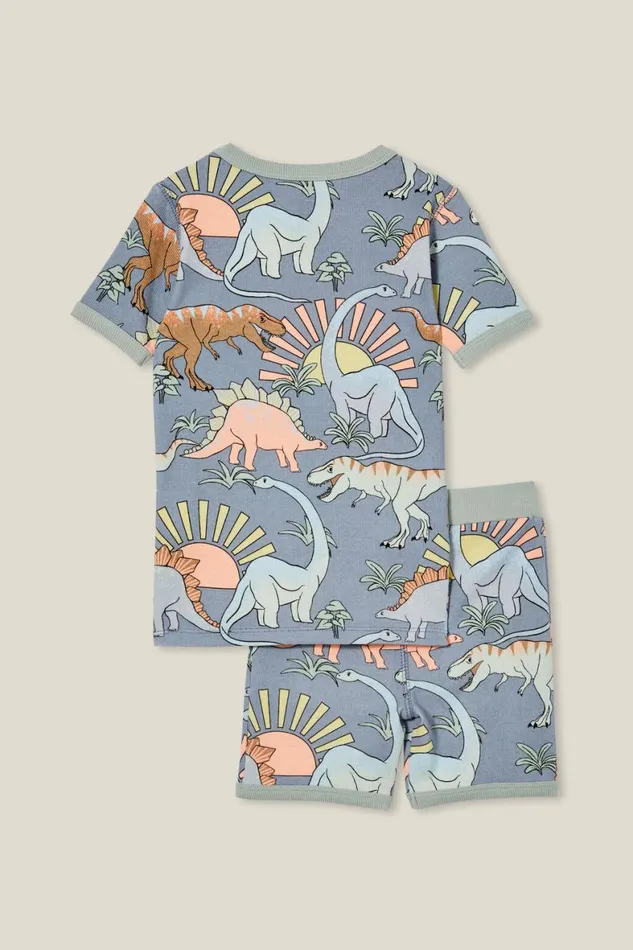 Girls 214Boys 214 Sleepwear Cotton On Tyler Short Sleeve Pyjama Set Steelsunset Dino