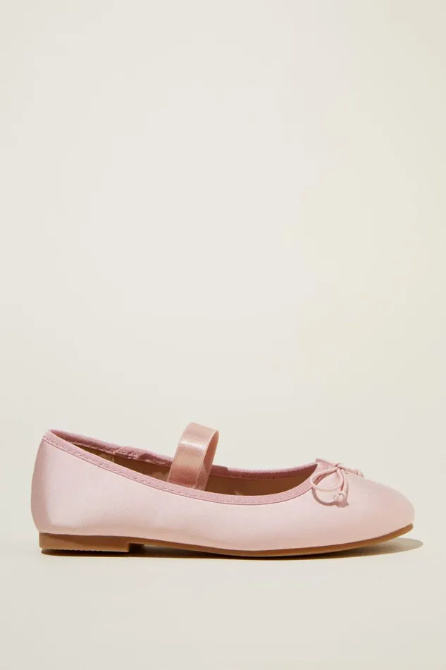 Girls 214 Flats and Sandals Cotton On Olivia Ballet Flat Blush Pink Satin