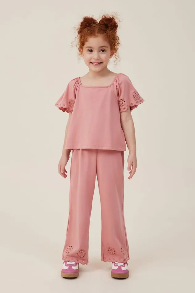Girls 214 Leggings Pants and Jeans Cotton On Piper Broderie Pant Clay Pigeon