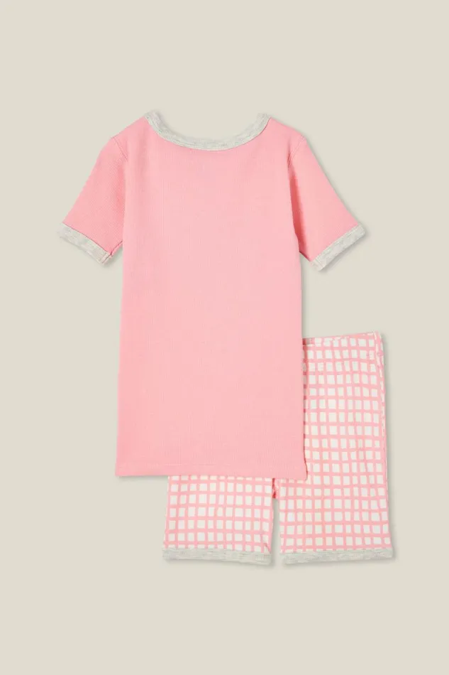 Girls 214 Sleepwear Cotton On Talia Short Sleeve Pyjama Set Coral Dreamsglitter Rainbow