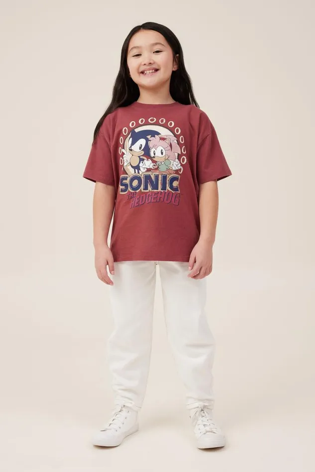 Girls 214 Tops and TShirts Cotton On License Drop Shoulder Short Sleeve Tee Lcn Son Sonichenna